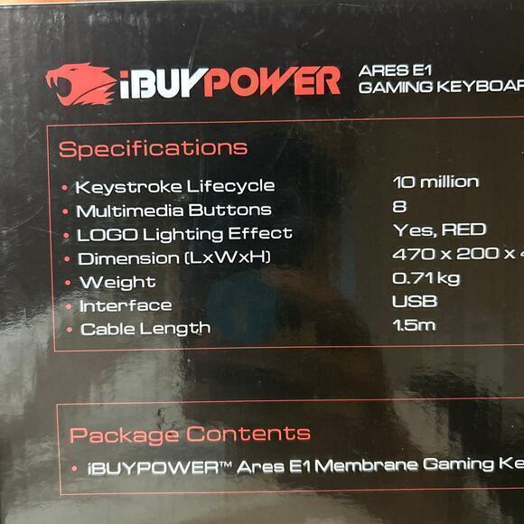 ibuypower-ibp-Ares E1 gaming keyboard  spill resistant black n red - Picture 4 of 7